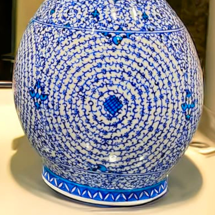 "Emperor" Sultan Bowl and Teardrop Base featuring the Istanbul "Golden Horn" (Haliç) style.