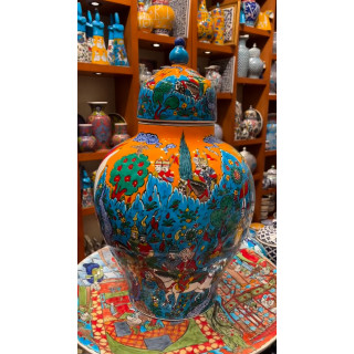 Vase made using Ottoman miniature painting techniques