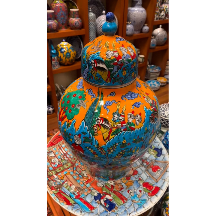 Vase made using Ottoman miniature painting techniques